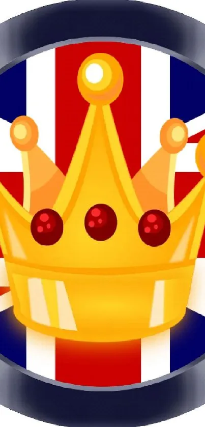 Golden crown on British flag mobile wallpaper.