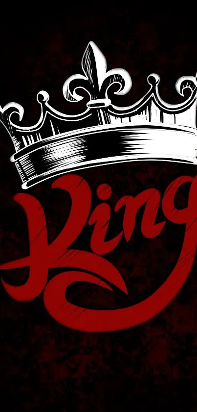 Regal phone wallpaper with silver crown and King text on dark background.