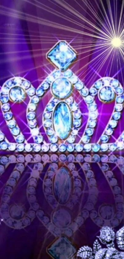 A sparkling jewel crown on a purple background.