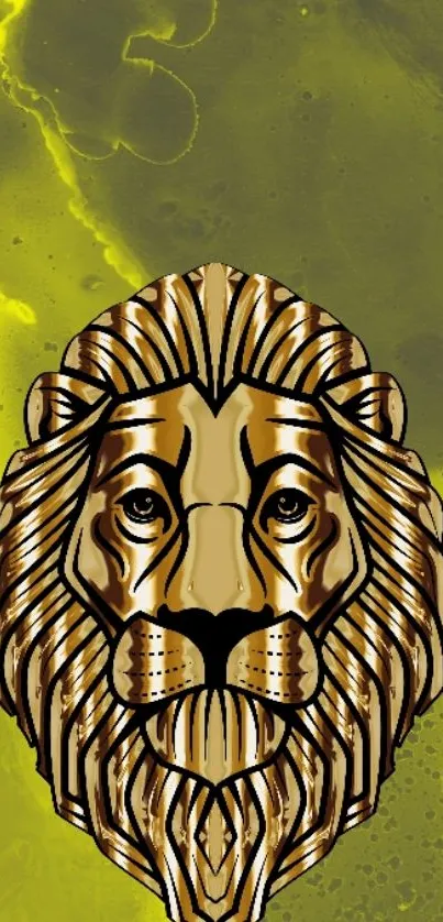 Regal lion art with abstract green background wallpaper