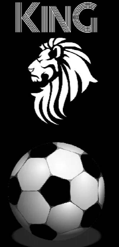 Lion, soccer ball, and lotus on black background wallpaper.