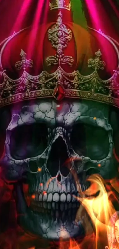 Majestic skull with a crown and vibrant colors.