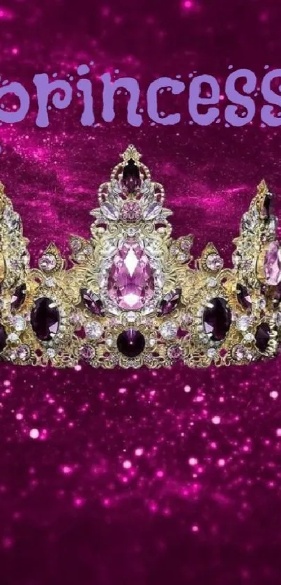 Ornate jewel crown on a vibrant purple background, with 'princess' text at the top.