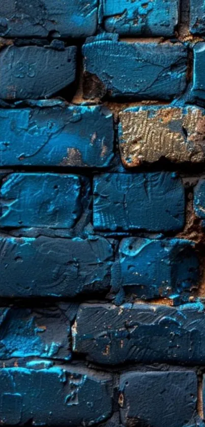Blue textured brick wall wallpaper, rustic design.