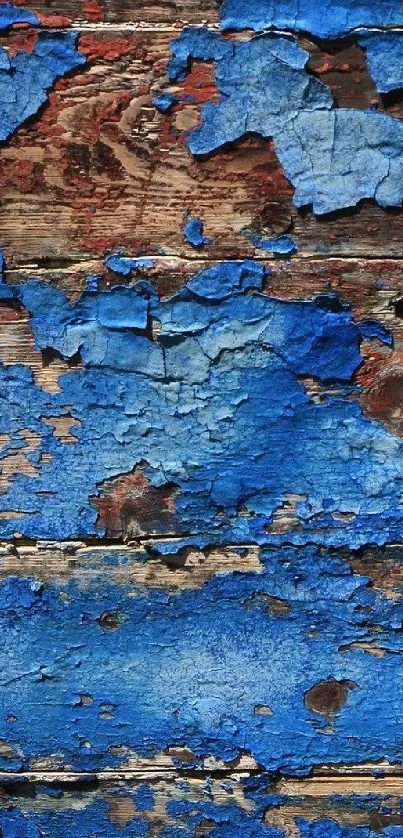 Rustic blue wood texture with peeling paint for mobile wallpaper.
