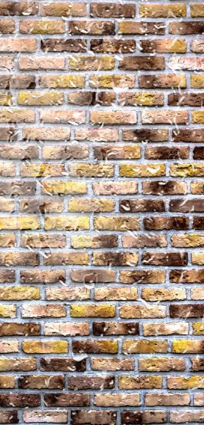 A rustic brick wall with warm brown and yellow tones.