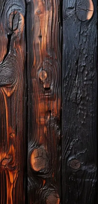 Rustic burnt wood texture wallpaper for mobile.