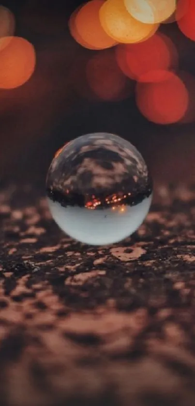 Crystal ball with a rustic bokeh background.