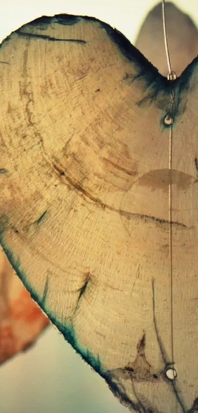 Rustic heart-shaped wooden texture wallpaper.