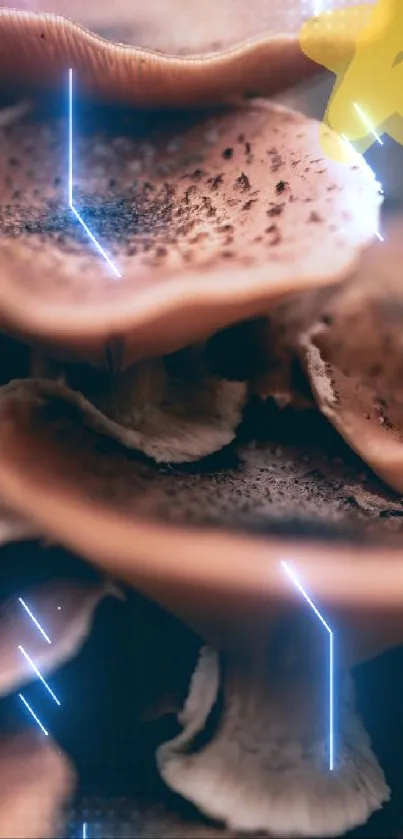 Close-up of rustic mushrooms in soft earthy tones.