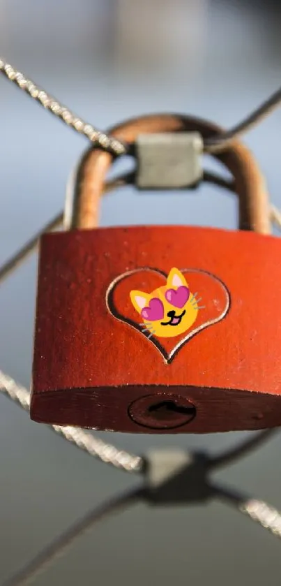 Rustic padlock with heart design on a fence.