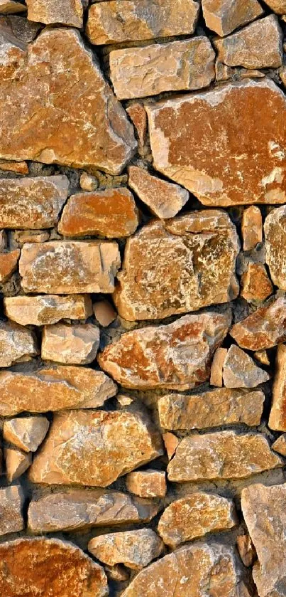 Rustic stone wall wallpaper with natural brown hues for mobile.