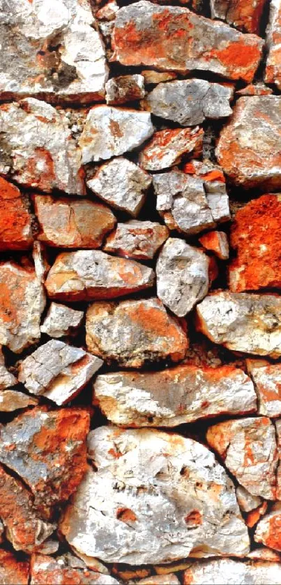 Rustic stone wall with earthy tones and natural textures for mobile wallpaper.