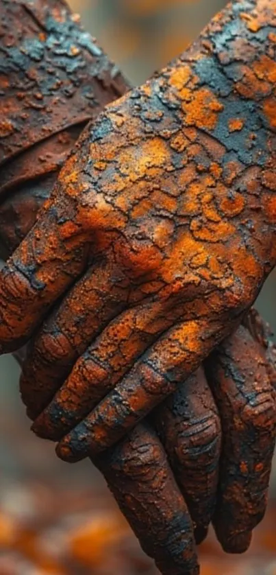 Close-up of rustic textured hands art wallpaper.