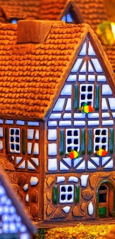 Charming rustic village house with timbered design and warm hues.