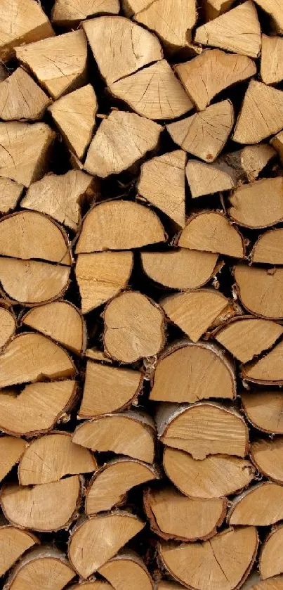 Rustic stacked wood logs for mobile wallpaper.