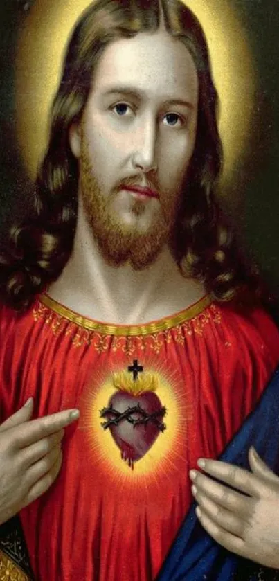 Sacred Heart spiritual mobile wallpaper.