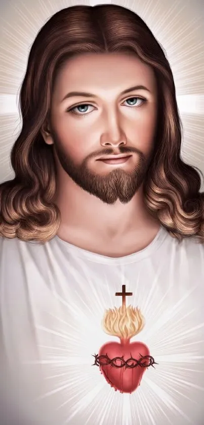 Sacred Heart of Jesus mobile wallpaper illustration.