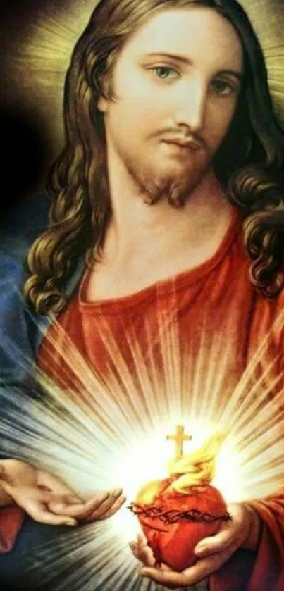 Sacred Heart of Jesus with radiant glow