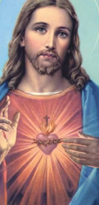 Sacred Heart depicted on mobile wallpaper.