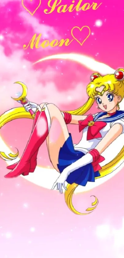 Sailor Moon character with pink background.