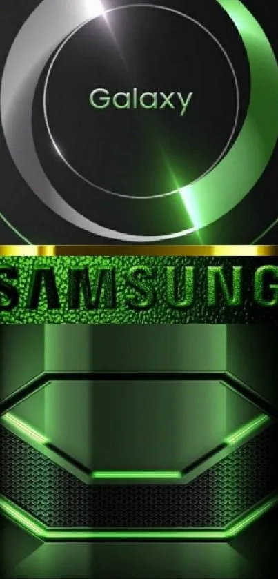 Samsung Galaxy neon green wallpaper with tech design.