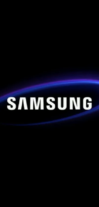 Samsung neon blue halo design wallpaper, modern and sleek.