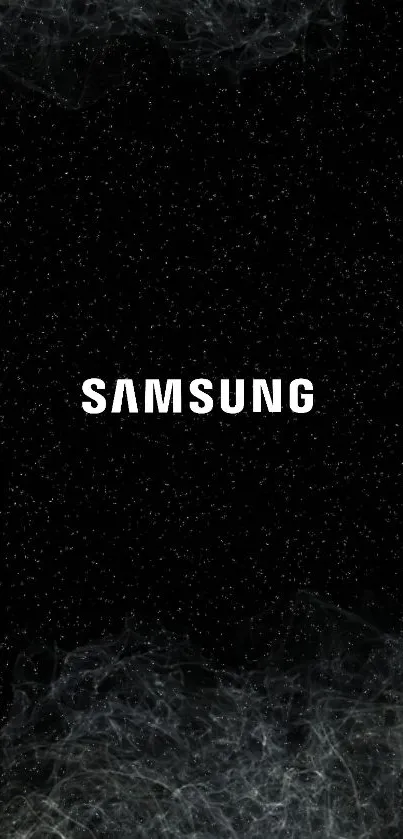 Samsung wallpaper with starry black background.