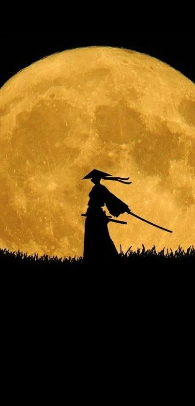 Samurai silhouette against a full moon.