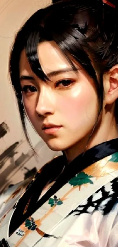 Samurai-inspired digital portrait artwork with intricate details.