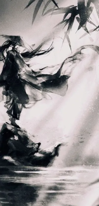 Ethereal samurai watercolor artwork for phones.