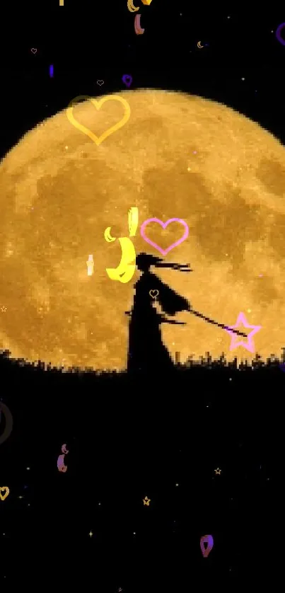 Samurai silhouette against full moon in night sky wallpaper.