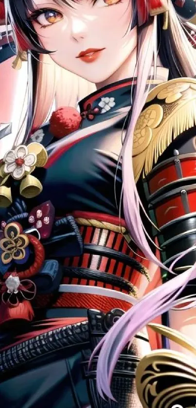 Samurai-themed anime art with intricate details and vibrant colors.