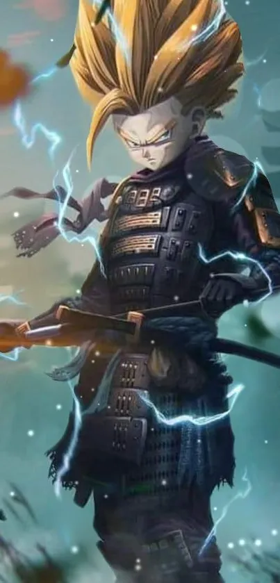 Anime samurai warrior with aura wallpaper.