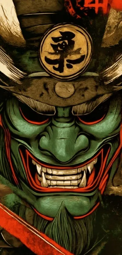 Samurai warrior art wallpaper in bold colors.