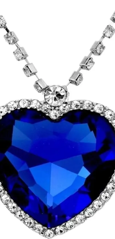 Sapphire heart necklace with dazzling crystals.