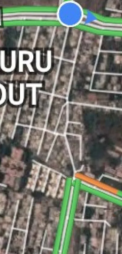 Satellite map layout with green road highlights.