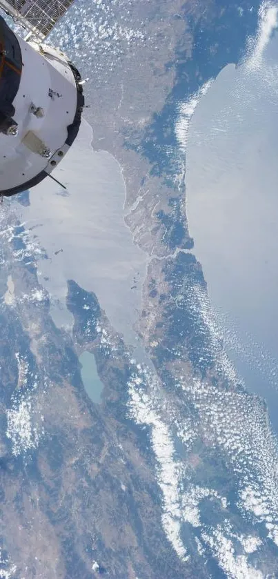 Satellite view of Earth with continents and ocean from space.