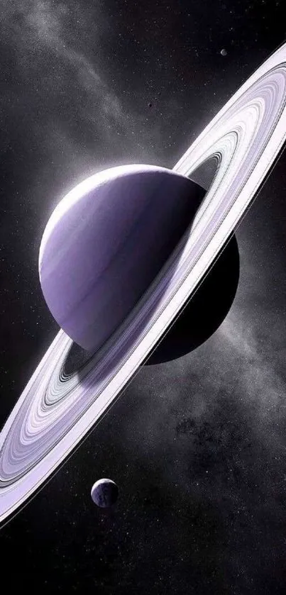 Saturn with its vivid rings in space.