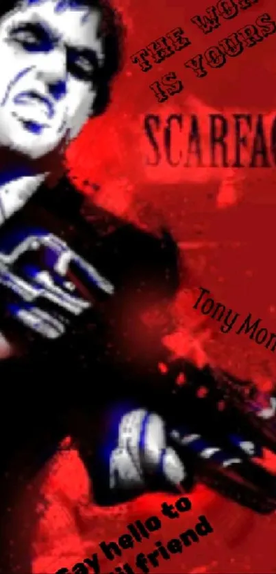 Artistic Scarface wallpaper with red background.