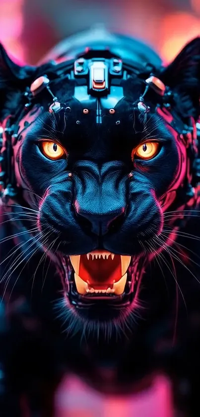 Scary Black Panther On Pink Background Live Wallpaper