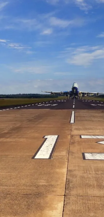 Mobile wallpaper showing a clear, sunny runway extending into the sky.