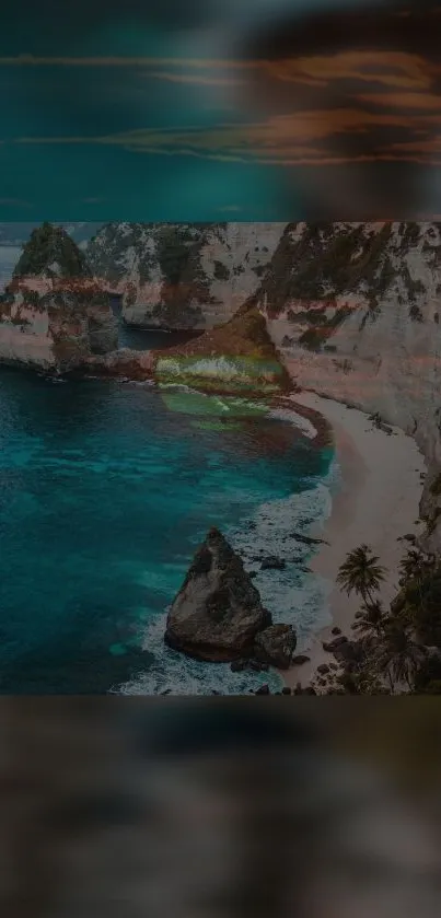 Breathtaking coastal cliffs with turquoise sea, perfect for a nature-inspired wallpaper.