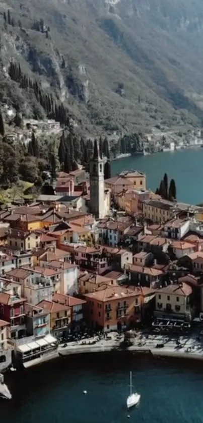 Picturesque Italian lakeside town with colorful rooftops and teal waters.