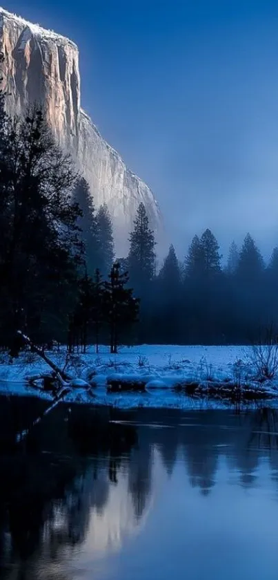 Majestic mountain reflected in calm lake at dusk.