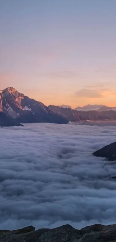 Mountain sunrise panorama with clouds.