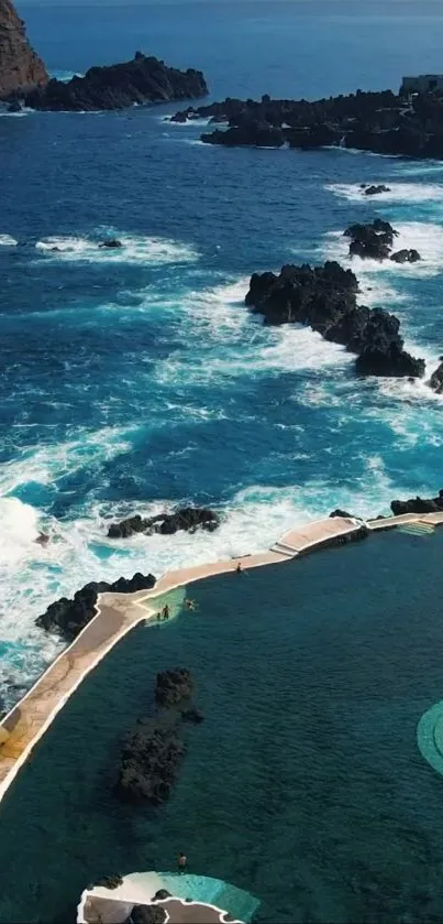 Scenic ocean pool with rugged coastline and blue waters.