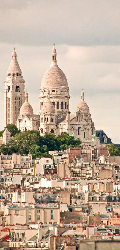 Beautiful view of Sacré-Cœur and Paris skyline, ideal for wallpaper.