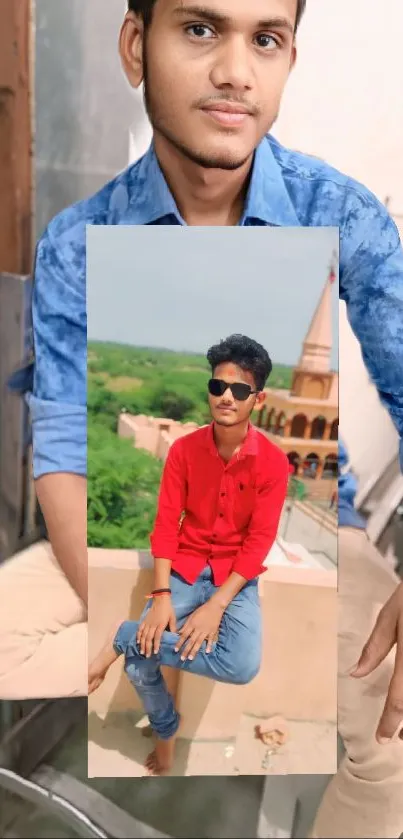 Vibrant portrait of a young man with a scenic background.