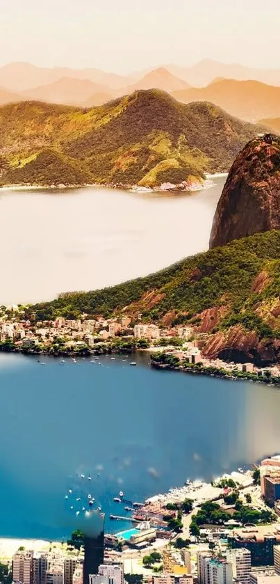 Scenic view of Rio de Janeiro with mountains and cityscape.